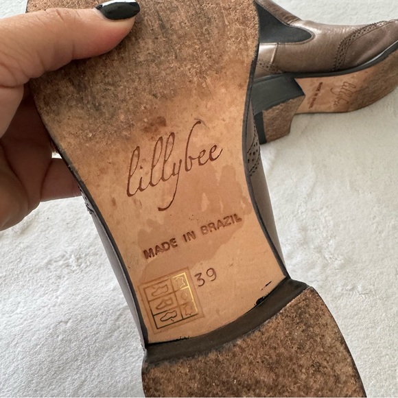 Lillybee Kristin Distressed Brown Black Slip On Ankle Boots Size 8.5 - Picture 6 of 10